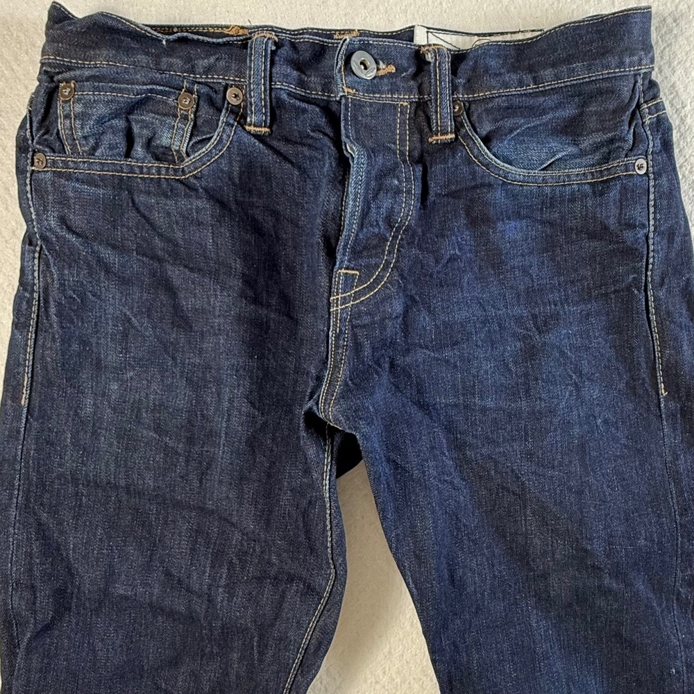 Rogue Territory Stanton Jeans Mens 30x29 Slim Straight Selvedge Denim Blue USA